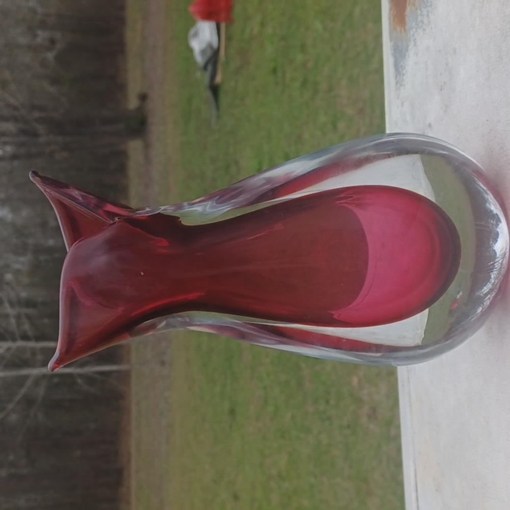 VASE SWALLOW - RED SOMMERSO - ORIGINAL MURANO GLASS